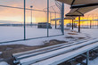 Snowy baseball field at sunset in Eagle Mountain