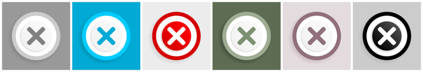 Poster - Cancel icon set, vector illustrations in 6 options for web design and mobile applications