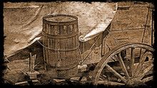 Simulated Old Victorian Photo Of A Pioneer's Wagon