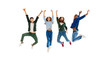 © JenkoAtaman - group of cheerful young people men and women isolated on white background.