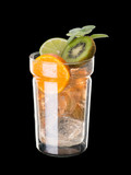 Fototapeta  - drink with orange kiwi and lime and ice