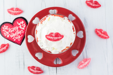 Wall Mural - Delicious homemade dessert with fresh strawberries for holiday.