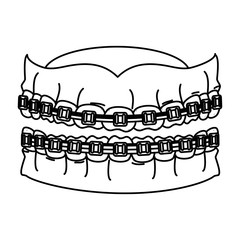 Poster - human teeth with orthodontics