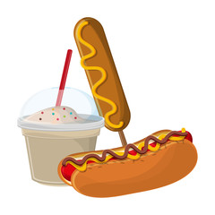 Poster - hot dog and milkshake with hot dog