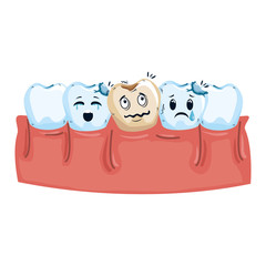 Canvas Print - human teeth with dental implant kawaii