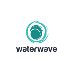 Aufkleber - Sea or river ninth wave water sea ocean flow blue. Storm and tempest. Harmonious vector logo.