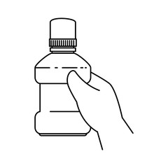 Sticker - hand with mouth wash bottle