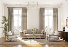 Elegant Style Parisian Interior, Living Room