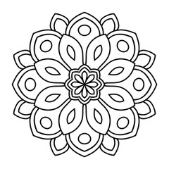  Outline Mandala. Ornamental round doodle flower isolated on white background. Geometric circle element. Vector illustration. 