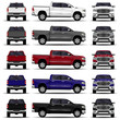 © kupchynskyi12 - realistic cars set. truck, pickup. front view; side view; back view.