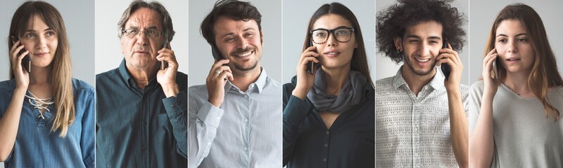 Wall Mural - people talking on mobile phone