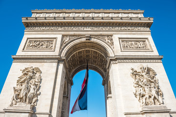 Wall Mural - Arc de Triomphe on blue sky in Paris