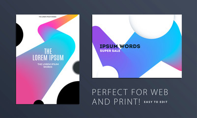 Wall Mural - Set of Design of brochure smooth soft template. Creative abstract, annual report, horizontal cover, flyer in A4 with colourful round shapes for branding, exhibition. Business vector presentation.