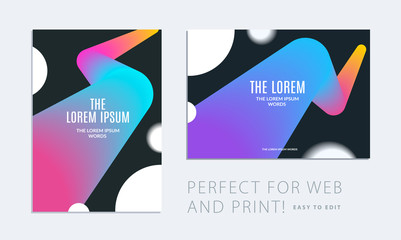 Wall Mural - Set of Design of brochure smooth soft template. Creative abstract, annual report, horizontal cover, flyer in A4 with colourful round shapes for branding, exhibition. Business vector presentation.