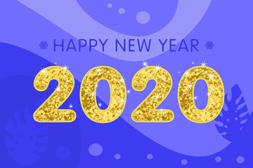 gold text 2020 on abstract background for happy new year