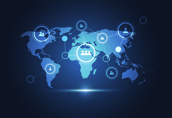 global network connection. world map point and line composition concept of global business. vector i