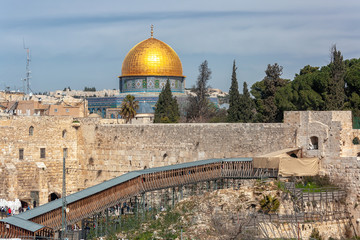 Wall Mural - The Wailing Wall andThe Dome of the Rock - Jerusalem