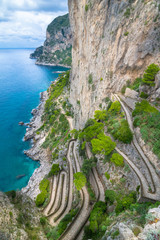 Wall Mural - Beautiful view of Via Krupp from Gardens of Augustus - Capri, Italy