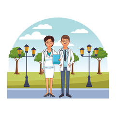 Wall Mural - doctor couple avatar