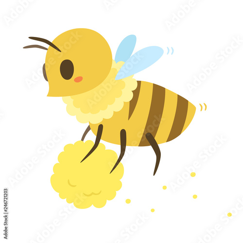 みつばちのキャラクター ミツバチが花粉を運んでいるイラスト Adobe Stock でこのストックベクターを購入して 類似のベクターをさらに検索 Adobe Stock