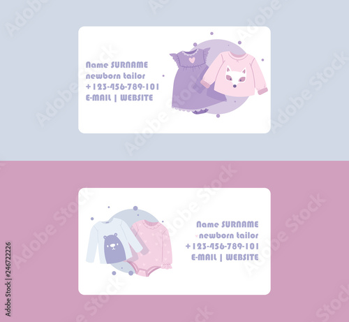 Baby Clothing Business Card Vector Cartoon Kids Clothes