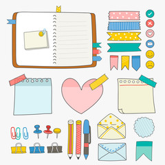 Wall Mural - Colorful stationery supplies collection