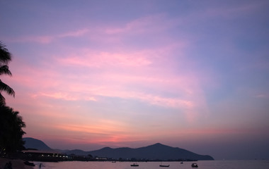 Wall Mural - colorful of sunset on sea scape background