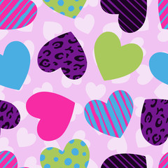 Poster - Hearts vector background. Valentines day card, greeting, wedding, symbol. Seamless hearts pattern