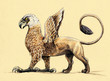 Mystical creature Griffin. Acrylic illustration. Mythological monster.	