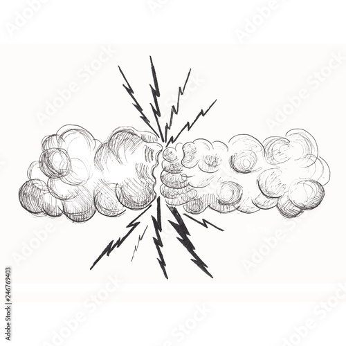 Thunderstorm Clouds Drawing : Thunder And Lightning, Heavily Clouded ...