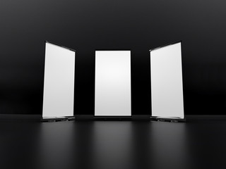 Wall Mural - Outdoor Advertising Stand Banner (empty roll-up poster) - mockup template. 3D rendering