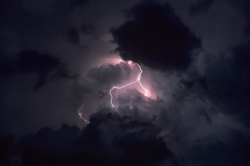 Wall Mural - lightning from the top of a north dakota thunderstorm. this supercell thunderstorm produced more tha