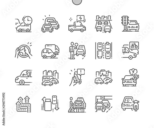Fotografía Traffic jams Well-crafted Pixel Perfect Vector Thin Line Icons 30 2x Grid for Web Graphics and Apps
