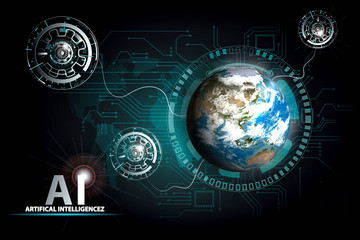 Wall Mural - ai artificial intelligence technologies that changed the world.texture map courtesy of nasa.