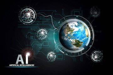 Wall Mural - ai artificial intelligence technologies that changed the world.texture map courtesy of nasa.