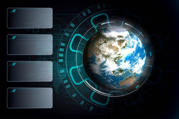 Poster - disruptive technologies that changed the world.disruption concept.texture map courtesy of nasa.