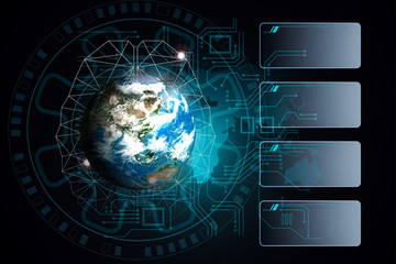 Poster - disruptive technologies that changed the world.disruption concept.texture map courtesy of nasa.