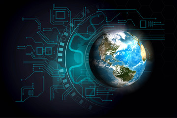 Poster - disruptive technologies that changed the world.disruption concept.texture map courtesy of nasa.