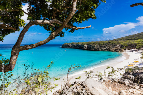Photo  The pristine Grote Knip beach on the tropical Island of Curacao