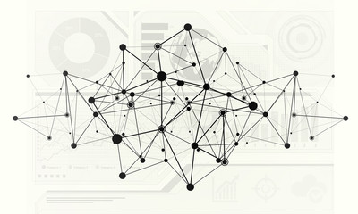 Wall Mural - lines and dots as networking idea drawn on white background