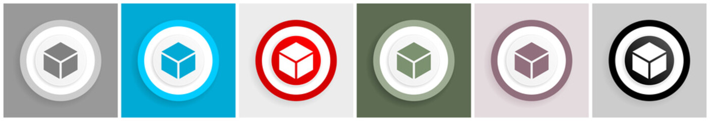 Fototapete - Box icon set, vector illustrations in 6 options for web design and mobile applications