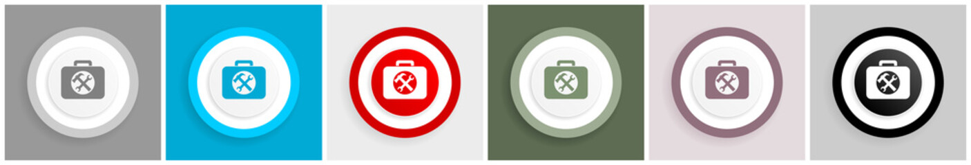 Leinwandbilder - Toolkit icon set, vector illustrations in 6 options for web design and mobile applications