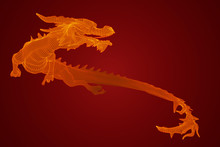 Symbol Of Chinese New Year. Long Flying Dragon Kite. Vector 3d Illustration
