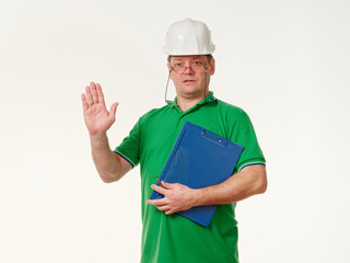 emotion man foreman on a white background