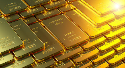 Gold bar close up shot. wealth business success concept