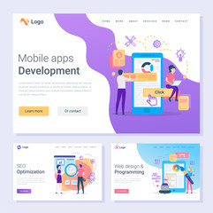 mobile apps development programmers seo optimization web pages vector. online tools and instrument p