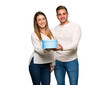 © luismolinero - Couple in valentine day holding a gift in hands