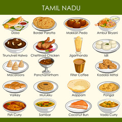 Wall Mural - illustration of delicious traditional food of Tamil Nadu India