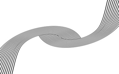 Wall Mural - black and white curved line  stripe mobious wave abstract background