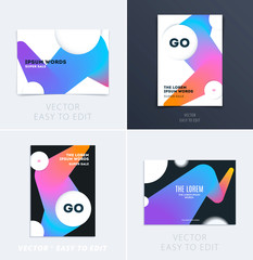 Wall Mural - Set of Design of brochure smooth soft template. Creative abstract, annual report, horizontal cover, flyer in A4 with colourful round shapes for branding, exhibition. Business vector presentation.